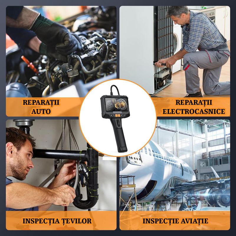 Auto si Moto - Reparatii si depanare - Scule auto - Scule si truse auto - Camera Endoscopica Nivazo Flex, Camera flexibila, Ecran 5.0 Inch HD , 8+1 lumini LED pentru vizualizarea perfecta a locurilor intunecate inguste si umede, baterie 2000mAh - Infinity.ro