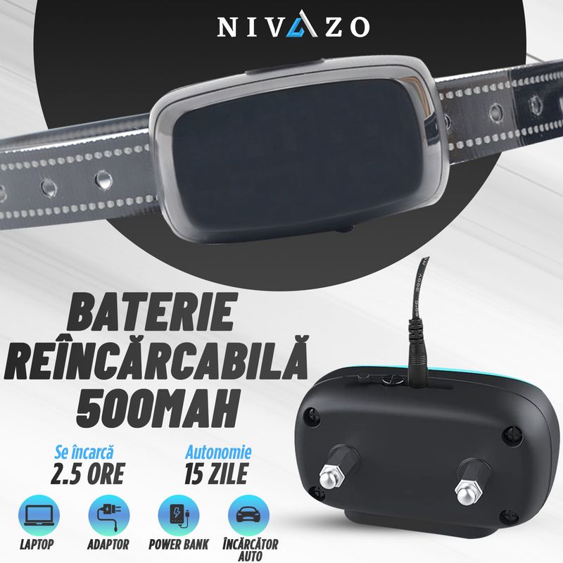 Petshop - Accesorii petshop - Culcusuri si custi - Tarcuri si colivii - Gard invizibil pentru caini NVZ-862, 2 zgarzi cu transmitator, rezistenta la apa, sistem gard invizibil, suprafata maxima 5000 mp, rola cablu delimitare 200m - Infinity.ro