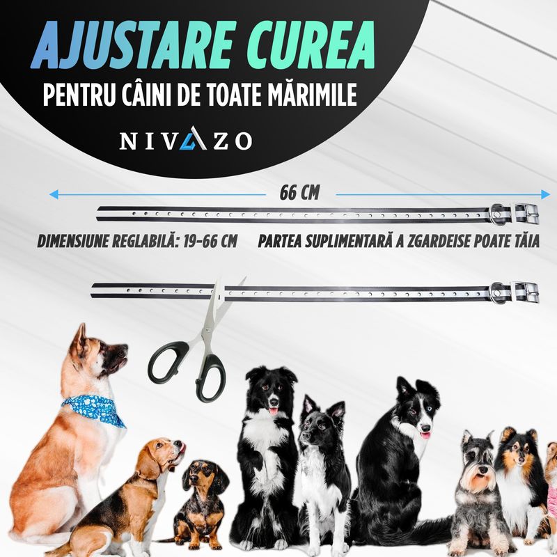 Petshop - Accesorii petshop - Culcusuri si custi - Tarcuri si colivii - Gard invizibil pentru caini NVZ-862, 2 zgarzi cu transmitator, rezistenta la apa, sistem gard invizibil, suprafata maxima 5000 mp, rola cablu delimitare 200m - Infinity.ro