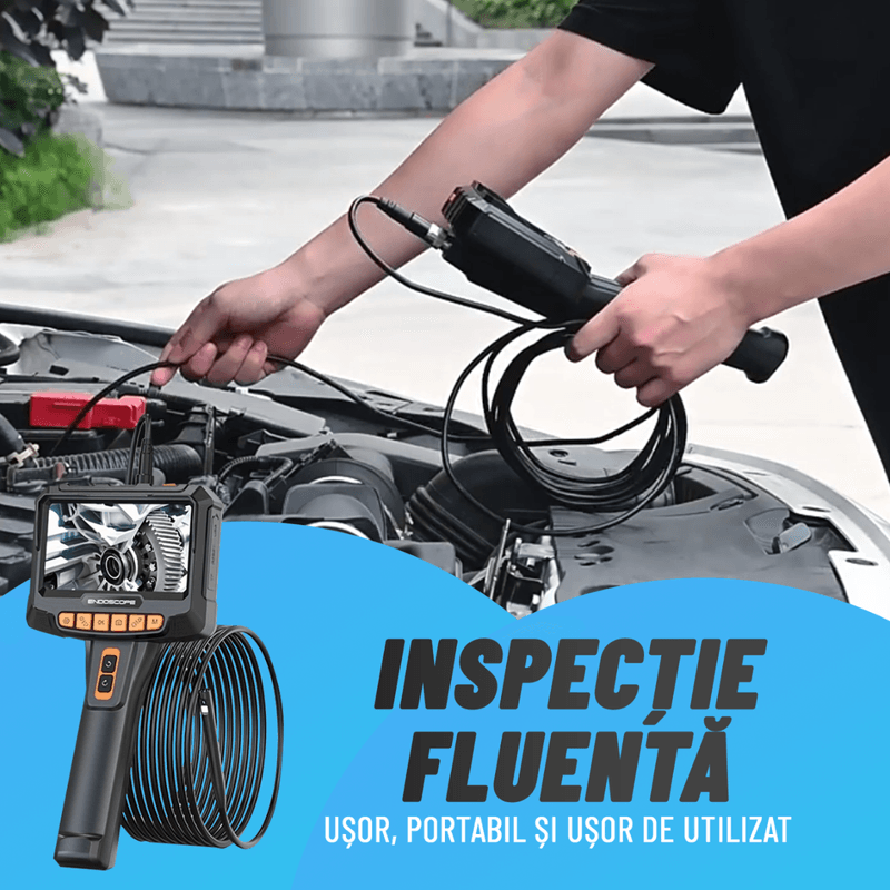 Auto si Moto - Reparatii si depanare - Scule auto - Scule si truse auto - Camera endoscopica Nivazo® G10 Pro, camera rotativa la 360°, ecran 5.0 inch HD, pentru vizualizarea perfecta a locurilor intunecate inguste si umede, baterie 2000mAh - Infinity.ro