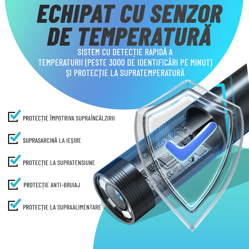 Auto si Moto - Reparatii si depanare - Scule auto - Scule si truse auto - Camera endoscopica Nivazo® G10 Pro, camera rotativa la 360°, ecran 5.0 inch HD, pentru vizualizarea perfecta a locurilor intunecate inguste si umede, baterie 2000mAh - Infinity.ro