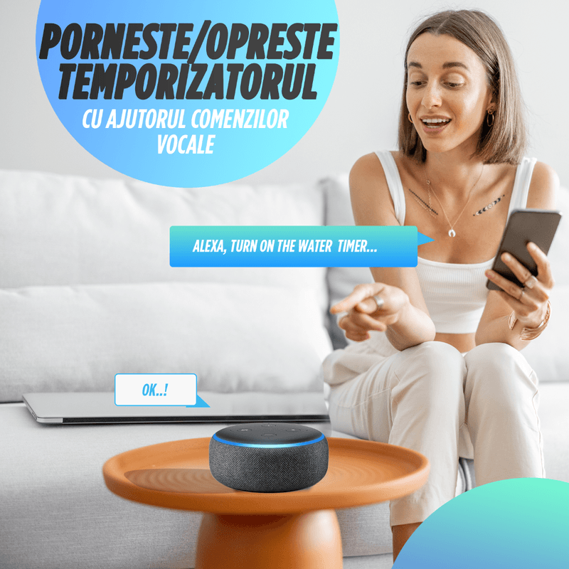 Casa si Gradina - Gradinarit si plante - Instalatii si accesorii pentru irigatii - Accesorii irigare - Programator pentru irigare/udare Nivazo® WaterMaster HCT-626, adaptor Wifi, functioneaza Wifi si Bluetooth, 2 moduri, ajustare volum, durata, 0.5bar la 8bar, compatibil aplicatie Tuya, verde - Infinity.ro