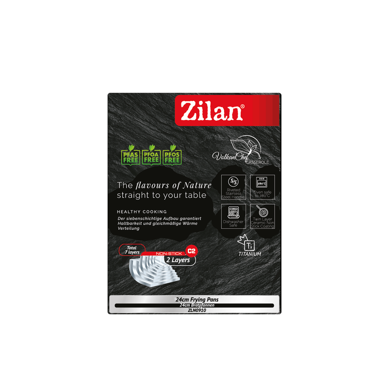 Casa si Gradina - Bucatarie si vesela - Vase pentru gatit - Tigai si seturi - Tigaie Zilan ZLN0910, Diametru 24 cm, 7 straturi de material, Compatibil masina spalat vase si cuptor pana la 280°C - Infinity.ro