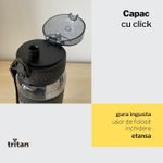 Sport si Outdoor - Echipament Sportiv - Accesorii echipament sportiv - Bidoane si shakere - Sticla de apa sport pentru fitness UZSPACE - 800ml, BPA free, gradata, grip prindere, capac cu pai inclus, Neagra - Infinity.ro