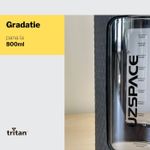 Sport si Outdoor - Echipament Sportiv - Accesorii echipament sportiv - Bidoane si shakere - Sticla de apa sport pentru fitness UZSPACE - 800ml, BPA free, gradata, grip prindere, capac cu pai inclus, Neagra - Infinity.ro