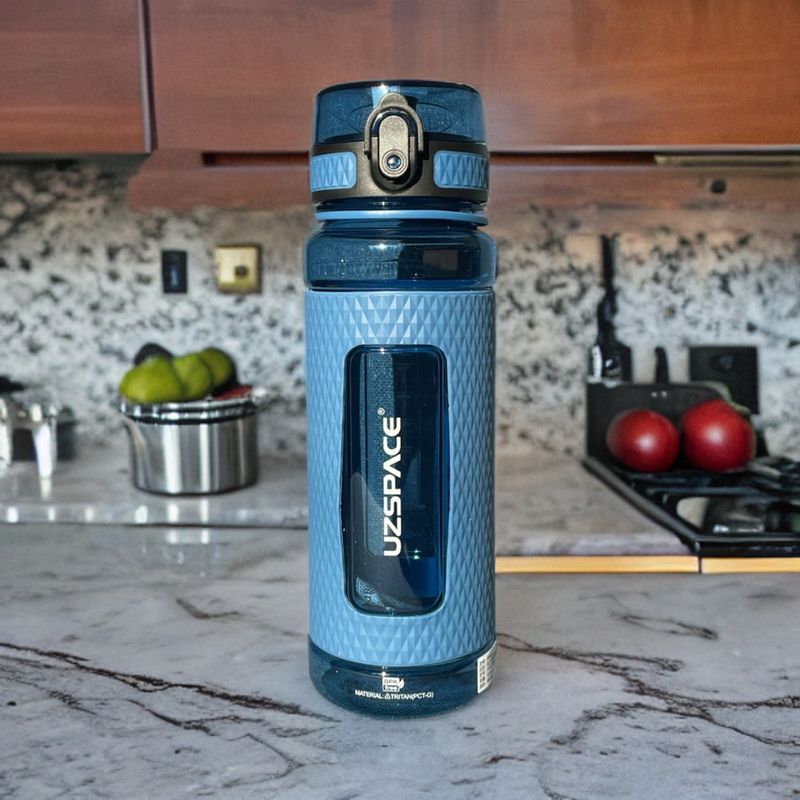 Sport si Outdoor - Echipament Sportiv - Accesorii echipament sportiv - Bidoane si shakere - Sticla de apa sport pentru fitness UZSPACE - 800ml, BPA free, gradata, grip prindere, capac cu pai inclus, Albastra - Infinity.ro