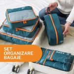 Sport si Outdoor - Articole de voiaj - Accesorii articole de voiaj - Set 7 huse organizare haine bagaj pentru calatorie, 3x plicuri impermeabile, 3x huse plasa, 1x organizator pantofi,Verde - Infinity.ro