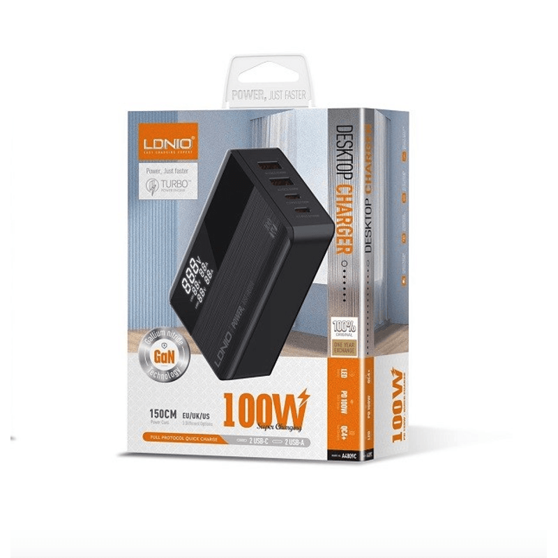 PC, gaming si accesorii - Retelistica - Hub-uri - Incarcator USB ultra rapid GaN 100W -2809C, 2x PD(100W), 2x QC(65W), afisaj LCD, portabil, util incarcare laptop, Negru - Infinity.ro