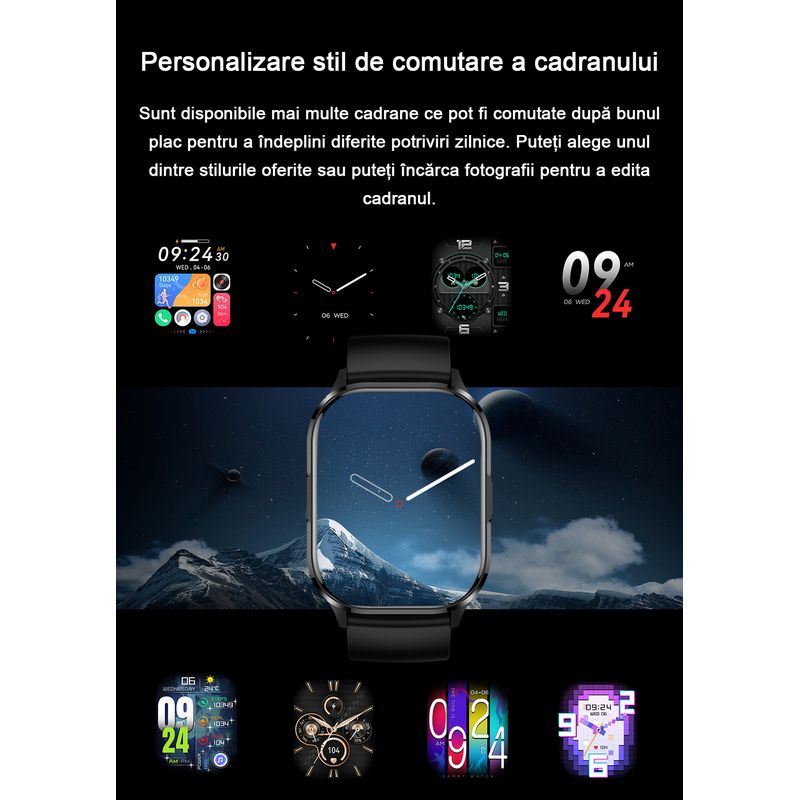 Laptop, Telefoane si Tablete - Wearables si gadgeturi - Gadgeturi - Dispozitive anti-pierdere - Ceas Smartwatch, inteligent, Functii pentru Fitness, Rezistent la Apa, Functie Pentru Numarat Pasi, Monitorizare Somn - Infinity.ro