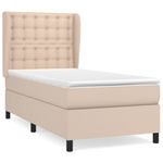 Casa si Gradina - Mobilier - Paturi si accesorii - Paturi - Pat box spring cu saltea, cappuccino, 90x200 cm piele ecologica - Infinity.ro