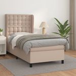 Casa si Gradina - Mobilier - Paturi si accesorii - Paturi - Pat box spring cu saltea, cappuccino, 90x200 cm piele ecologica - Infinity.ro