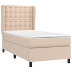 Casa si Gradina - Mobilier - Paturi si accesorii - Paturi - Pat box spring cu saltea, cappuccino, 90x200 cm piele ecologica - Infinity.ro