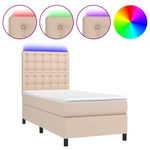 Casa si Gradina - Mobilier - Paturi si accesorii - Paturi - Pat cu arcuri, saltea si LED, cappuccino, 90x200cm, piele eco - Infinity.ro