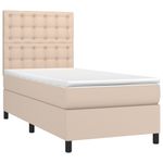 Casa si Gradina - Mobilier - Paturi si accesorii - Paturi - Pat cu arcuri, saltea si LED, cappuccino, 90x200cm, piele eco - Infinity.ro