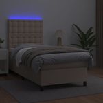 Casa si Gradina - Mobilier - Paturi si accesorii - Paturi - Pat cu arcuri, saltea si LED, cappuccino, 90x200cm, piele eco - Infinity.ro