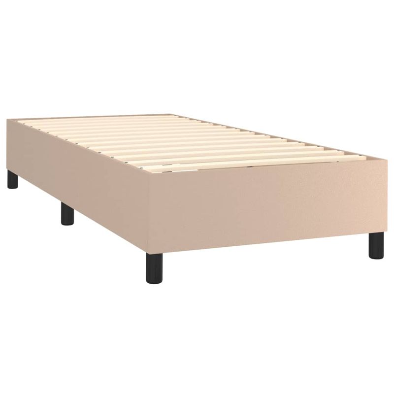 Casa si Gradina - Mobilier - Paturi si accesorii - Paturi - Pat cu arcuri, saltea si LED, cappuccino, 90x200cm, piele eco - Infinity.ro