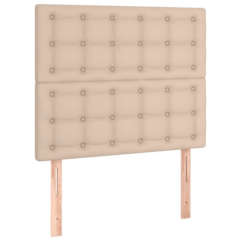 Casa si Gradina - Mobilier - Paturi si accesorii - Paturi - Pat cu arcuri, saltea si LED, cappuccino, 90x200cm, piele eco - Infinity.ro