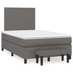 Casa si Gradina - Mobilier - Paturi si accesorii - Paturi - Pat box spring cu saltea, gri, 120x200 cm, piele ecologica - Infinity.ro