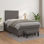 Casa si Gradina - Mobilier - Paturi si accesorii - Paturi - Pat box spring cu saltea, gri, 120x200 cm, piele ecologica - Infinity.ro