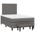 Casa si Gradina - Mobilier - Paturi si accesorii - Paturi - Pat box spring cu saltea, gri, 120x200 cm, piele ecologica - Infinity.ro