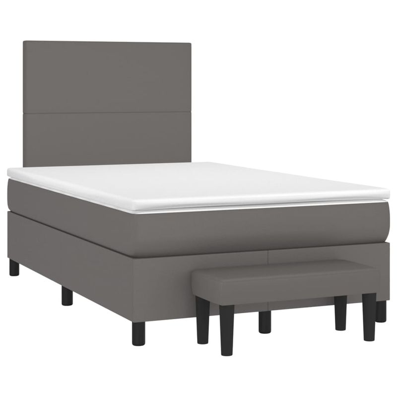 Casa si Gradina - Mobilier - Paturi si accesorii - Paturi - Pat box spring cu saltea, gri, 120x200 cm, piele ecologica - Infinity.ro