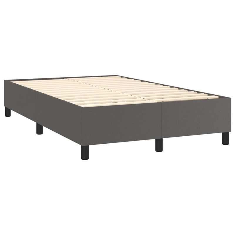 Casa si Gradina - Mobilier - Paturi si accesorii - Paturi - Pat box spring cu saltea, gri, 120x200 cm, piele ecologica - Infinity.ro
