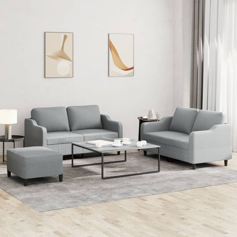 Casa si Gradina - Mobilier - Seturi de mobilier - Seturi living - Set de canapele cu perne, 3 piese, gri deschis, textil - Infinity.ro