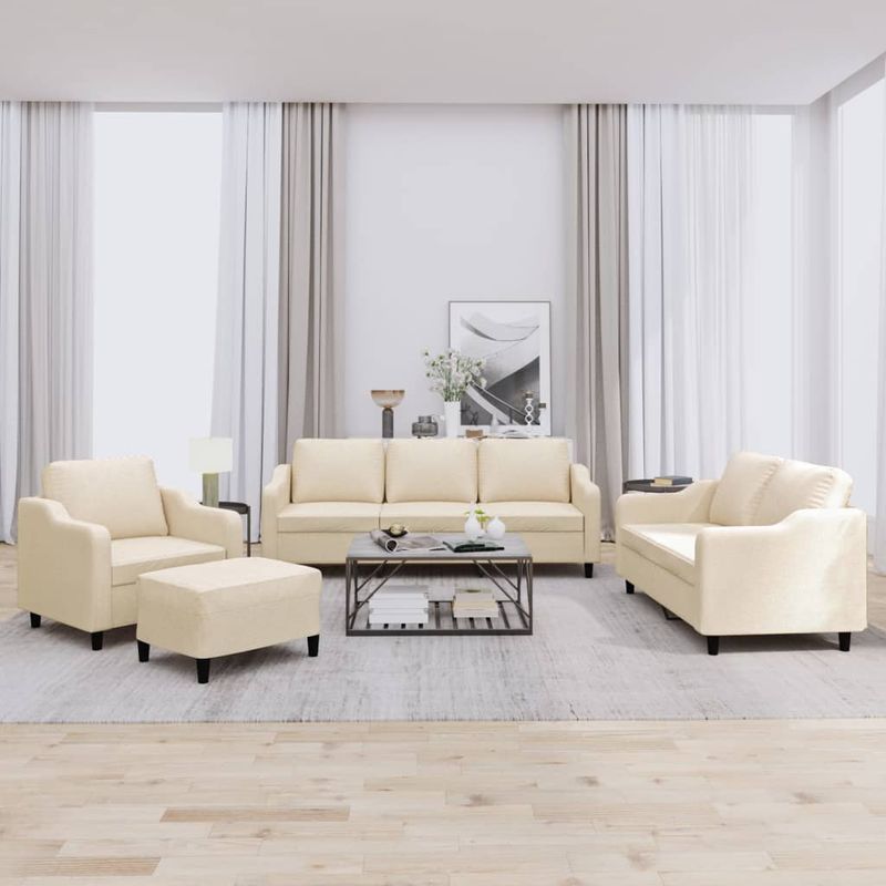 Casa si Gradina - Mobilier - Seturi de mobilier - Seturi living - Set de canapele cu perne, 4 piese, crem, textil - Infinity.ro