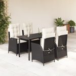 Casa si Gradina - Gradina si terasa - Mobilier exterior - Seturi mobila gradina - Set mobilier de gradina cu perne, 5 piese, negru, poliratan - Infinity.ro