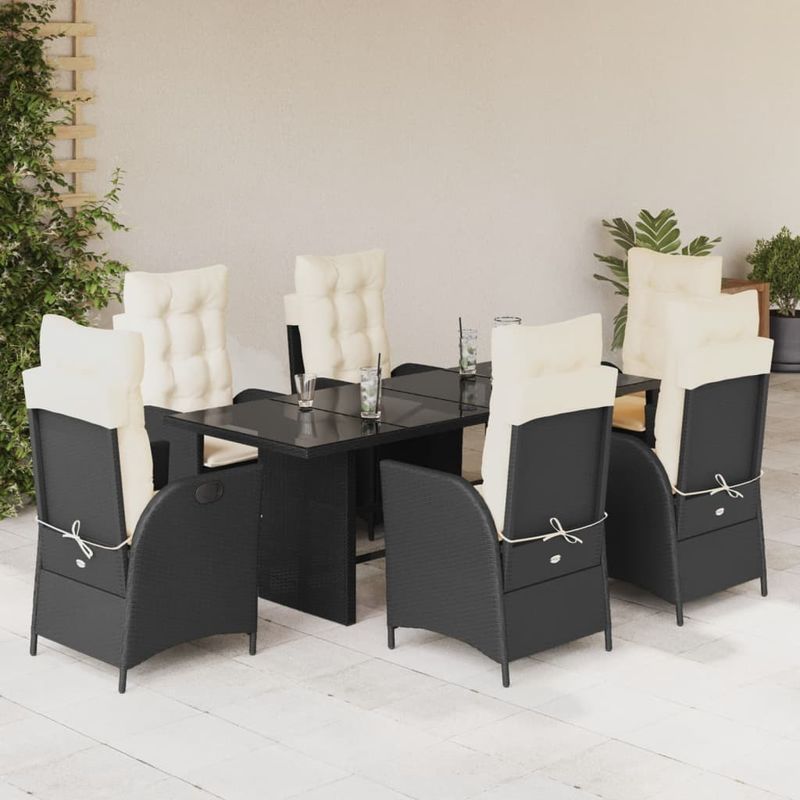 Casa si Gradina - Gradina si terasa - Mobilier exterior - Seturi mobila gradina - Set mobilier de gradina cu perne, 7 piese, negru, poliratan - Infinity.ro
