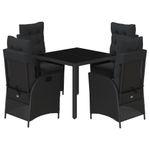 Casa si Gradina - Gradina si terasa - Mobilier exterior - Seturi mobila gradina - Set mobilier de gradina cu perne, 5 piese, negru, poliratan - Infinity.ro