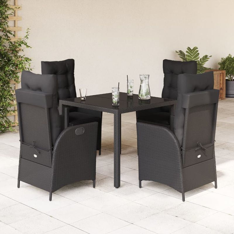 Casa si Gradina - Gradina si terasa - Mobilier exterior - Seturi mobila gradina - Set mobilier de gradina cu perne, 5 piese, negru, poliratan - Infinity.ro