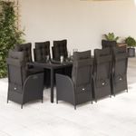 Casa si Gradina - Gradina si terasa - Mobilier exterior - Seturi mobila gradina - Set mobilier de gradina cu perne, 9 piese, negru, poliratan - Infinity.ro