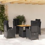 Casa si Gradina - Gradina si terasa - Mobilier exterior - Seturi mobila gradina - Set mobilier de gradina cu perne, 5 piese, negru, poliratan - Infinity.ro