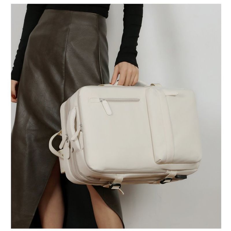 Sport si Outdoor - Articole de voiaj - Rucsacuri - Rucsac Calatorie pentru Laptop, Extensibil, Impermeabil, pentru Avion, port USB, pana la 39 L, Bej, OBRALIX® - Infinity.ro