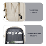 Sport si Outdoor - Articole de voiaj - Rucsacuri - Rucsac Calatorie pentru Laptop, Extensibil, Impermeabil, pentru Avion, port USB, pana la 39 L, Bej, OBRALIX® - Infinity.ro