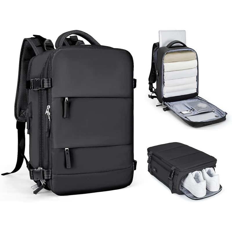 Sport si Outdoor - Articole de voiaj - Rucsacuri - Rucsac Calatorie pentru Laptop, pentru Avion, port USB, pana la 35 L, Impermeabil, 42x30x20 cm, Negru, OBRALIX® - Infinity.ro