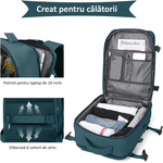 Sport si Outdoor - Articole de voiaj - Rucsacuri - Rucsac Laptop OBRALIX®, Calatorie Business, port USB, pana la 35 L, Impermeabil, 42x30x20 cm, Turcoaz inchis - Infinity.ro