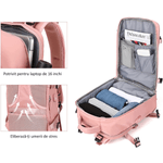 Sport si Outdoor - Articole de voiaj - Rucsacuri - Rucsac Calatorie pentru Laptop, pentru Avion, port USB, pana la 35 L, Impermeabil, 42x30x20 cm, Roz, OBRALIX® - Infinity.ro