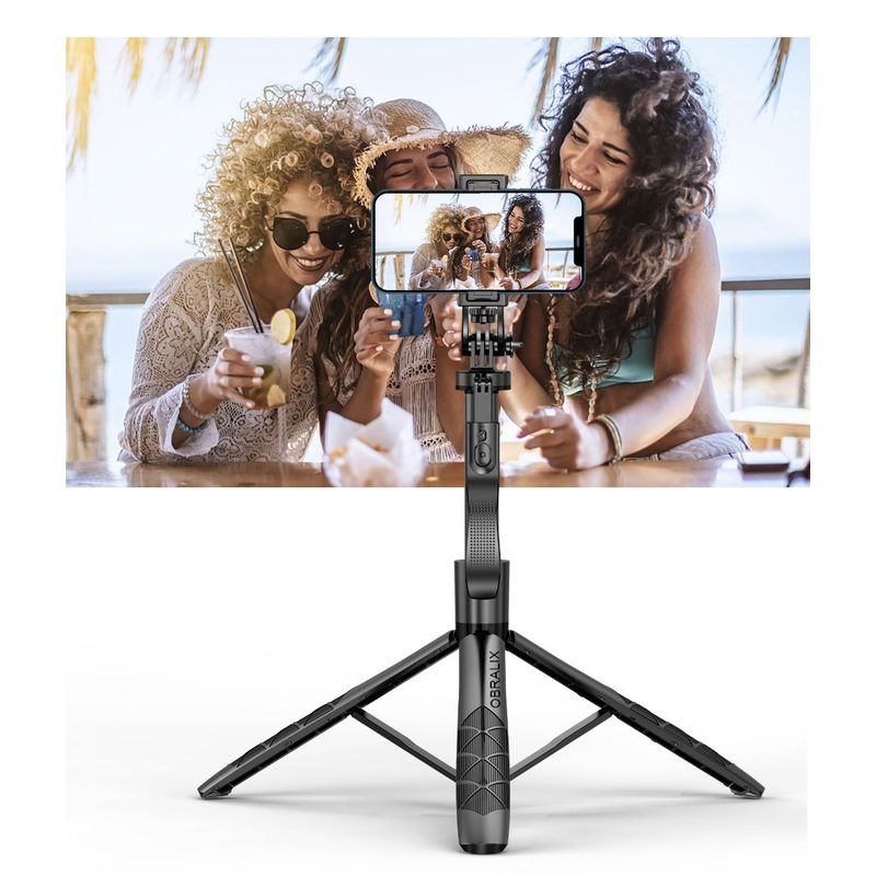 Laptop, Telefoane si Tablete - Telefoane mobile si accesorii - Accesorii Telefoane - Selfie stick-uri - Selfie Stick, Tripod, Telecomanda Bluetooth, Rotire 360°, Universal, H33-155 cm, OBRALIX® - Infinity.ro