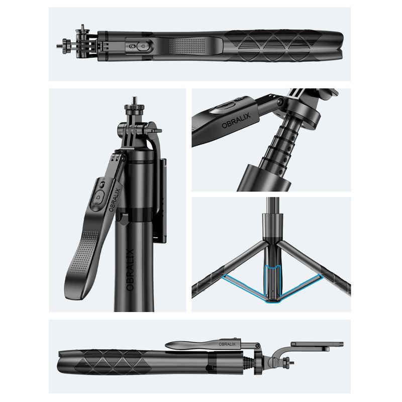 Laptop, Telefoane si Tablete - Telefoane mobile si accesorii - Accesorii Telefoane - Selfie stick-uri - Selfie Stick, Tripod, Telecomanda Bluetooth, Rotire 360°, Universal, H33-155 cm, OBRALIX® - Infinity.ro