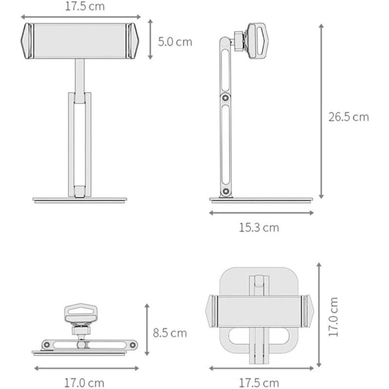 Laptop, Telefoane si Tablete - Tablete si accesorii tablete - Accesorii Tablete - Alte accesorii tablete - Suport pentru tableta, telefon, monitor, iPad, profesional, unghi reglabil, pliabil, aluminiu, argintiu, OBRALIX® - Infinity.ro
