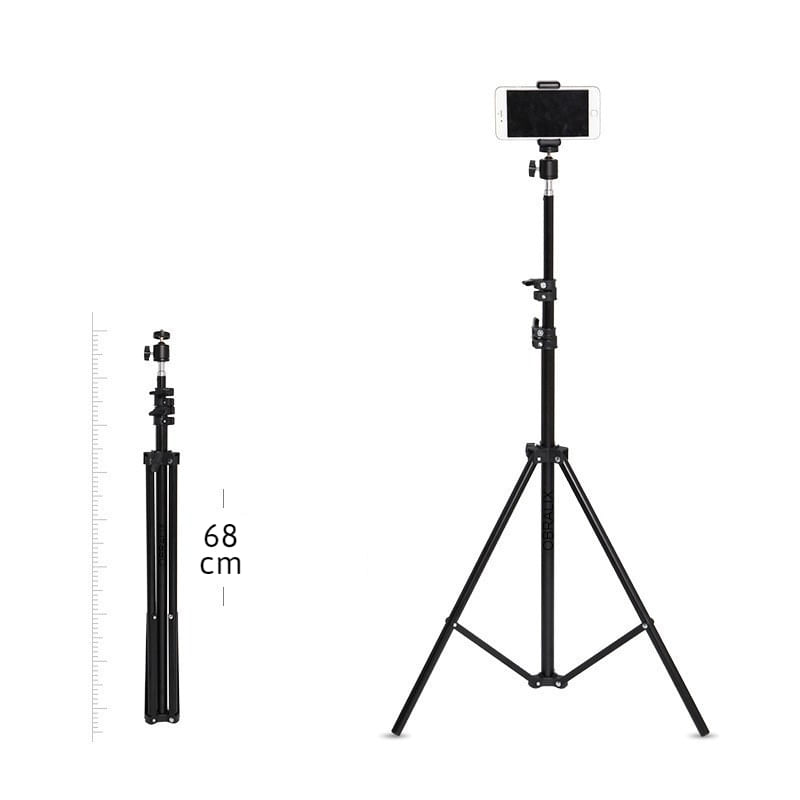 Laptop, Telefoane si Tablete - Telefoane mobile si accesorii - Accesorii Telefoane - Selfie stick-uri - Trepied Telescopic, Pentru Telefon/Camera Foto, Telecomanda Bluetooth, Rotire 360°, H68-210cm, Husa, Aluminiu, OBRALIX® - Infinity.ro