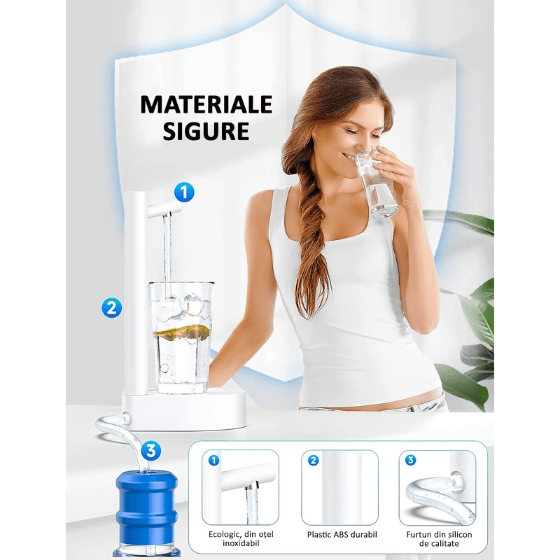 Casa si Gradina - Mobilier - Organizare si depozitare - Dozatoare/dispensere de apa - Pompa electrica, dozator apa smart, 7 moduri, cu acumulator, incarcare usb, alba, OBRALIX® - Infinity.ro