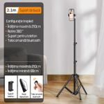 Laptop, Telefoane si Tablete - Telefoane mobile si accesorii - Accesorii Telefoane - Selfie stick-uri - Trepied Telescopic, Pentru Telefon/Camera Foto, Telecomanda Bluetooth, Rotire 360°, H68-210cm, Husa, Aluminiu, OBRALIX® - Infinity.ro