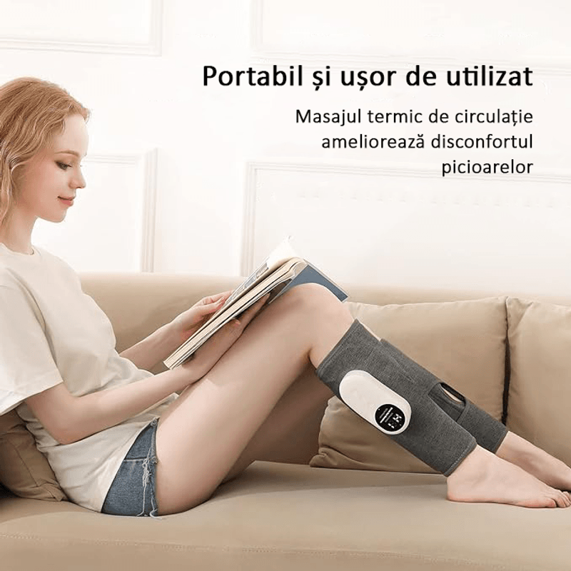 Ingrijire personala si Cosmetice - Sanatate si wellness - Articole wellness - Aparate si dispozitive de masaj - Aparat masaj picior, cu incalzire si compresie, reglabil, relaxeaza muschii gambei, cu acumulator, gri, OBRALIX® - Infinity.ro