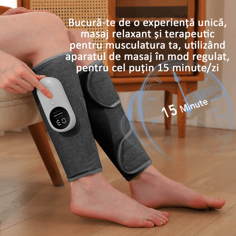 Ingrijire personala si Cosmetice - Sanatate si wellness - Articole wellness - Aparate si dispozitive de masaj - Aparat masaj picior, cu incalzire si compresie, reglabil, relaxeaza muschii gambei, cu acumulator, gri, OBRALIX® - Infinity.ro