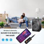 Auto si Moto - Electronice auto - Multimedia auto - Adaptor Bluetooth, pentru Masina, mufa Jack 3.5 mm, Receiver si Transmitator audio 5.2,  Negru, OBRALIX® - Infinity.ro