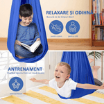 Casa si Gradina - Gradina si terasa - Balansoare si hamace - Hamace si suporturi - Hamac elastic, leagan copii, pentru terapie, kit complet, maxim 99 kg, bleumarin, OBRALIX® - Infinity.ro
