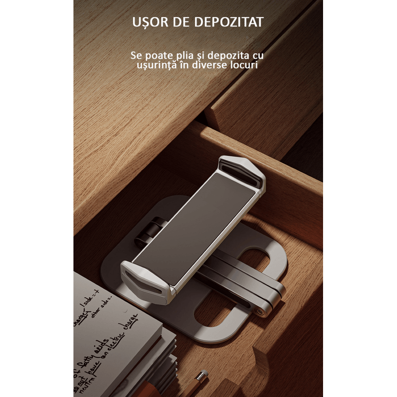 Laptop, Telefoane si Tablete - Tablete si accesorii tablete - Accesorii Tablete - Alte accesorii tablete - Suport pentru tableta, telefon, monitor, iPad, profesional, unghi reglabil, pliabil, aluminiu, argintiu, OBRALIX® - Infinity.ro